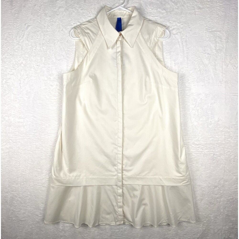 Kit and Ace Dress Womens 10 White Cashmere Blend Shirt Preppy Minimalist Coastal